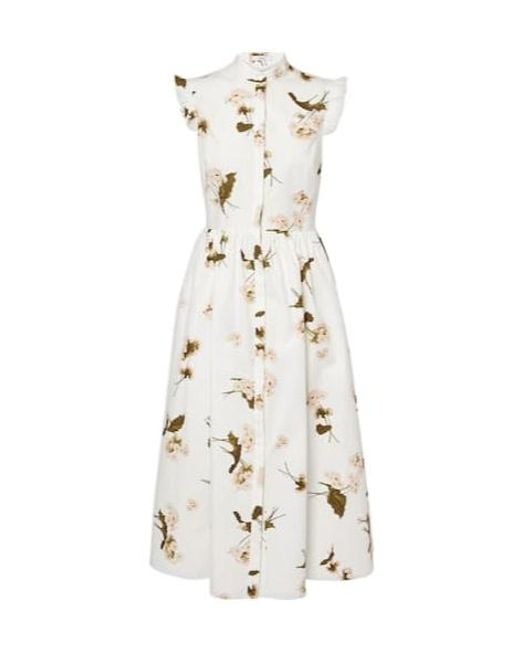 Erdem White Cotton Poplin Midi Dress