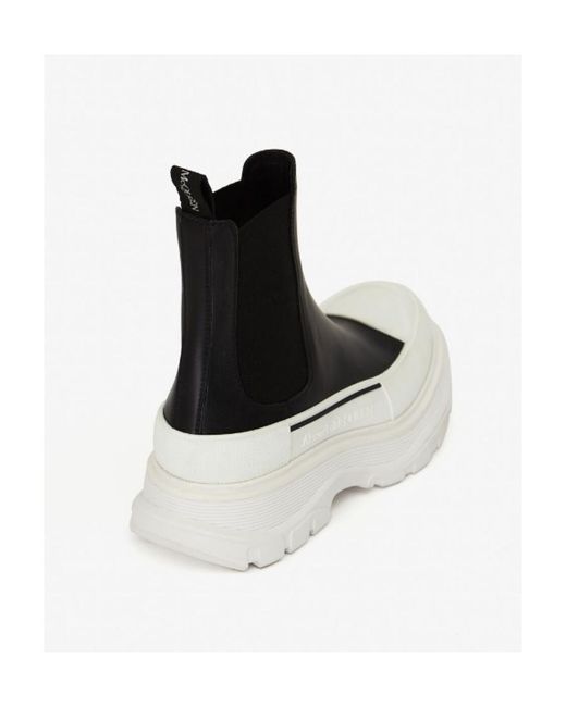 McQueen Black Tread Slick Chelsea Boots