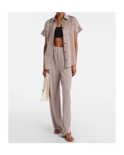 Max Mara Gray Abate Printed Wide-Leg Pants