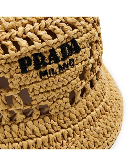 Prada Metallic Solid Color Straw Hat