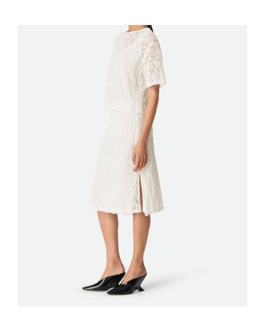 Bottega Veneta White Lace Detailed Short Sleeved Top