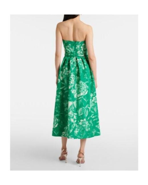 Monique Lhuillier Green Strapless Silk Gown