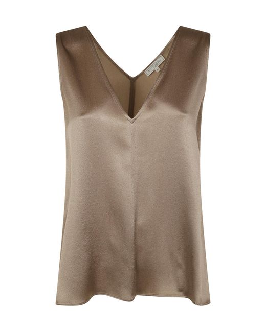 Antonelli Brown V-Neck Sleeveless Top