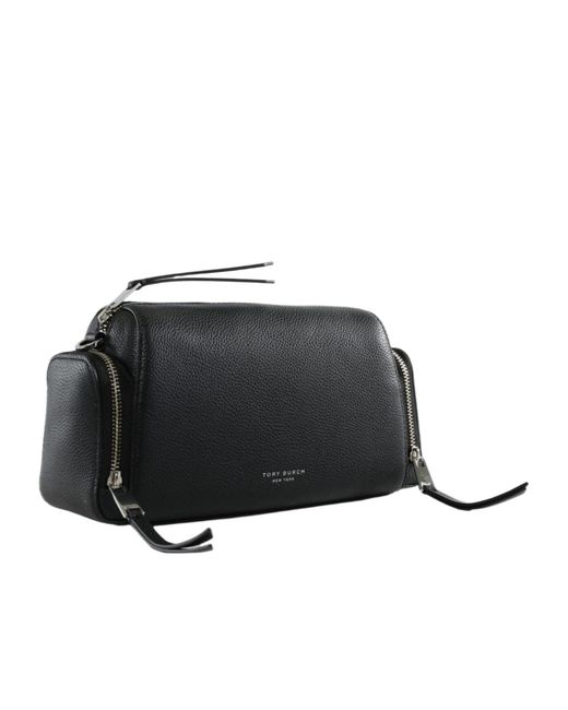 Tory Burch Black Mini Perry Voyager Grained-Leather Cross Body Bag
