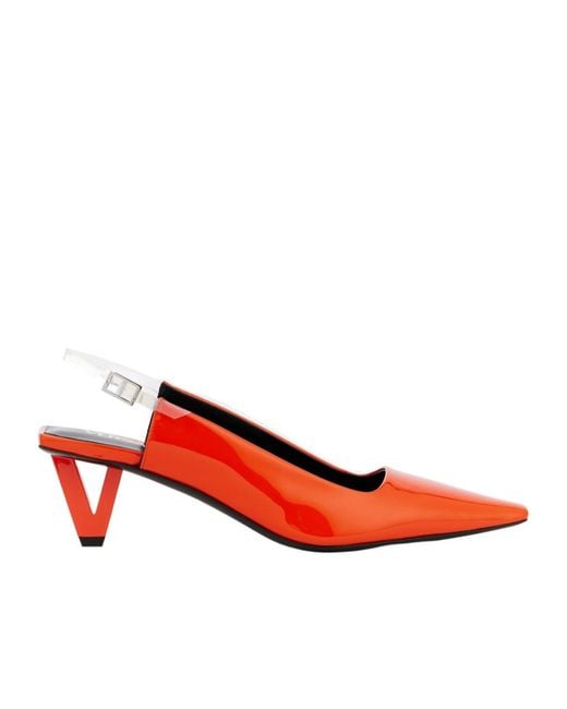 Versace Red Leather Slingback High-Heeled Sandals