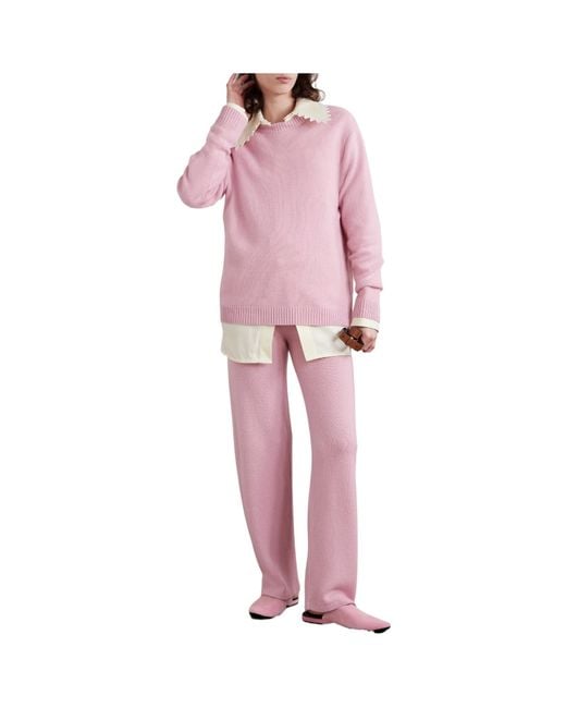 The Elder Statesman Pink Solid-Color Cashmere Sweater