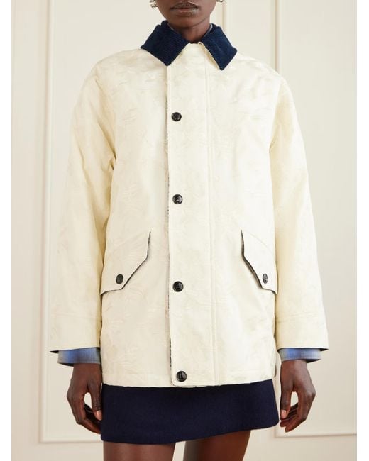LaDoubleJ White Floral Jacquard Casual Jacket