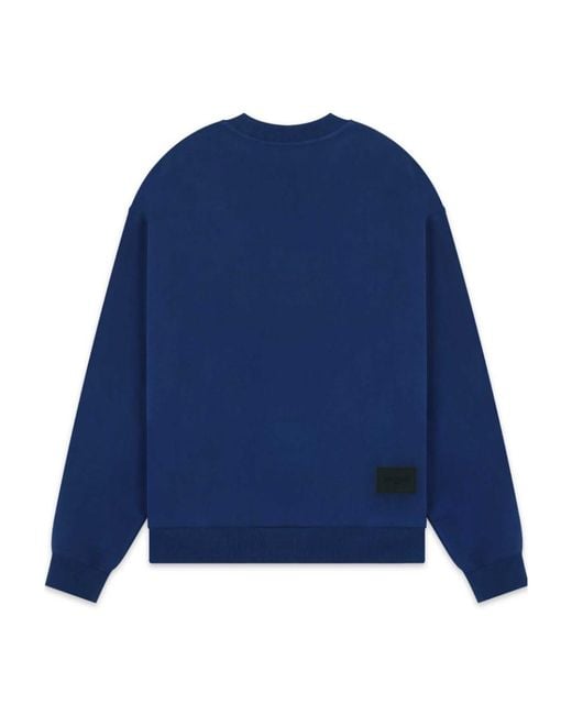 we11done Blue Logo-Print Cotton Sweatshirt for men
