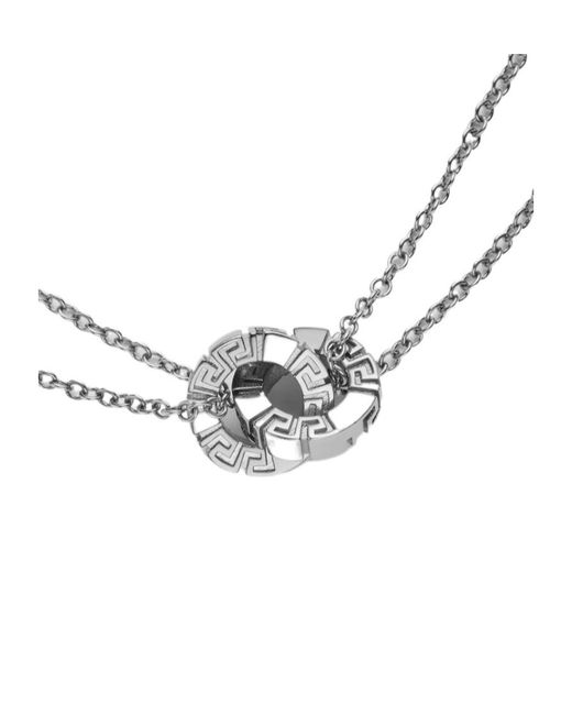 Versace Metallic Greca Double-Chain Necklace