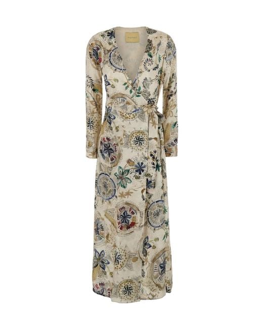 Momoní Natural V-Neck Printed Dress
