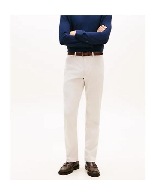 Tommy Hilfiger White Denton Belt Loop Trousers for men