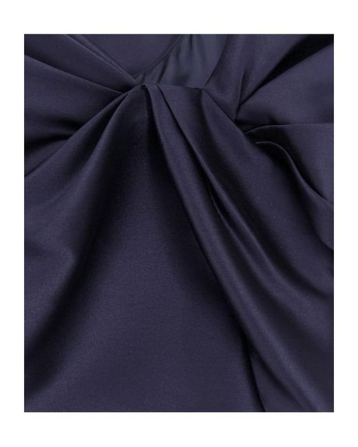 Alberta Ferretti Blue Mikado Bow Asymmetric Dress