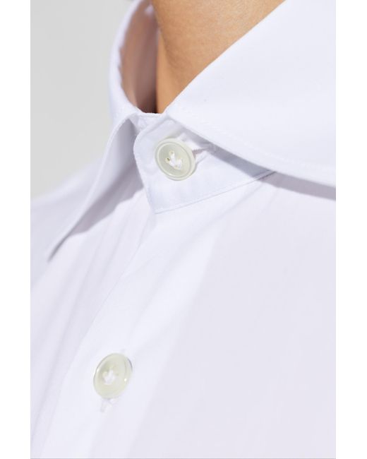 Eleventy White Spread-Collar Shirt for men