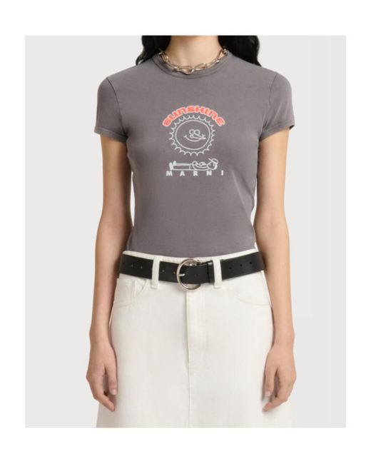 Marni Gray Sunshine Print T-Shirt