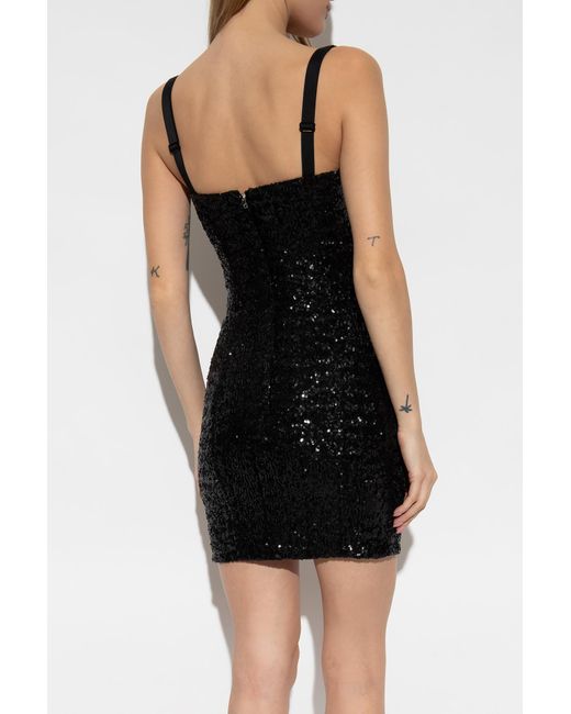 Dolce & Gabbana Black Sweetheart-Neck Sequinned Minidress