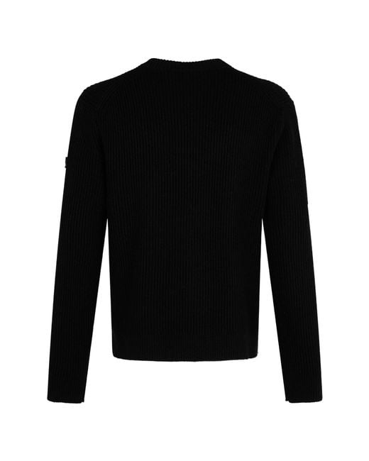Moose Knuckles Black Long-Sleeved Round-Neck Sweater for men