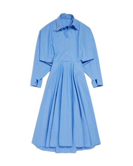 Balenciaga Blue Long Poplin Dress