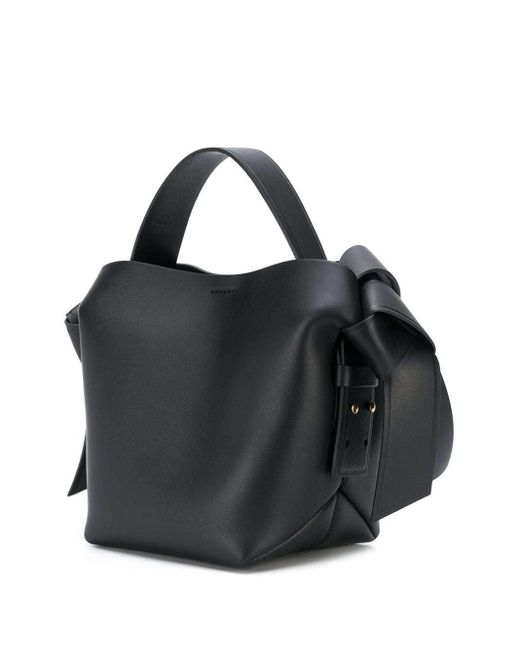 Acne Black Musubi Logo Embossed Mini Top Handle Bag