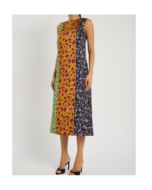 LaDoubleJ Multicolor Column Floral-Jacquard Woven Midi Dress