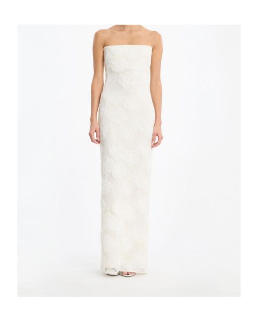 ROTATE BIRGER CHRISTENSEN White Floral Embroidered Strapless Dress
