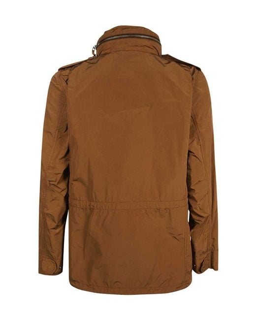 Aspesi Brown Multi-Pocket Hooded Coat for men