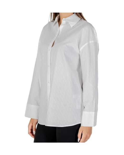ARMANI EXCHANGE White Logo-Jacquard Long-Sleeve Shirt