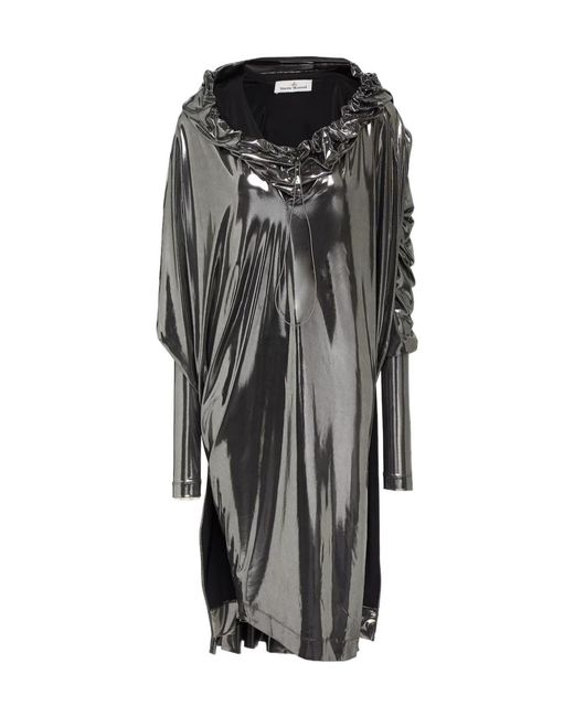Vivienne Westwood Gray Draped Lamé Midi Dress