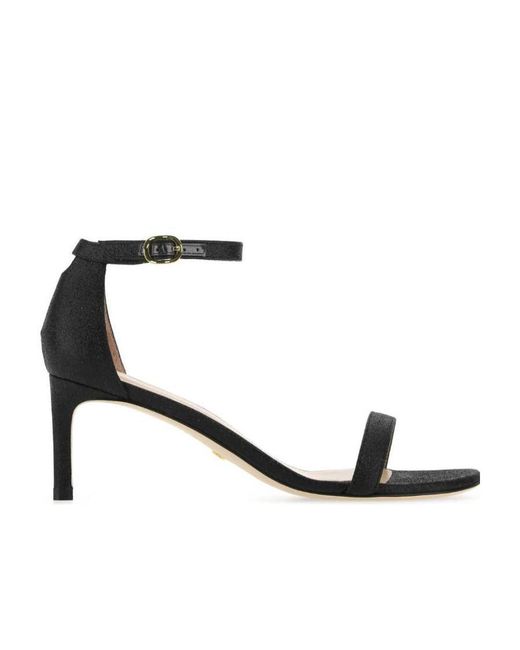 Stuart Weitzman Black Nunakedstraight Glitter Sandals