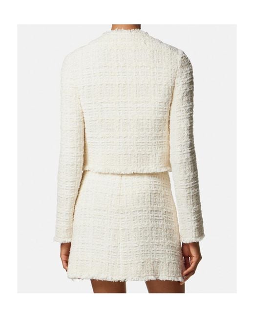 Versace White Tweed Zipped Blazer