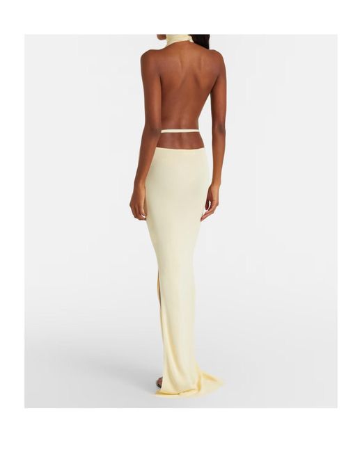 AYA MUSE White Draped Jersey Gown