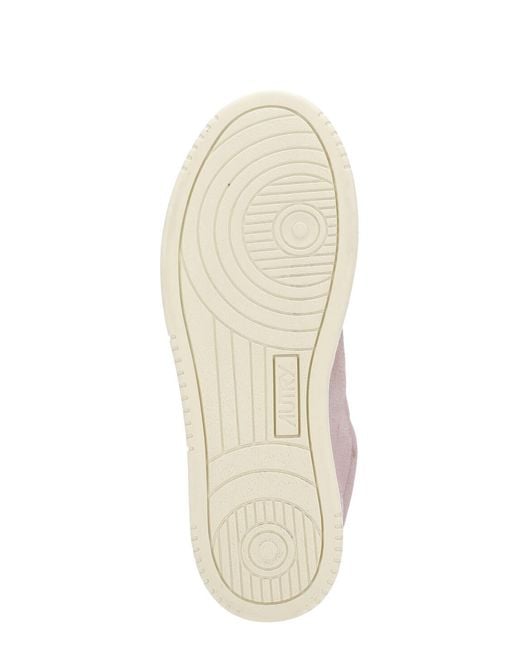 Autry Pink Logo Embroidered Lace-Up Sneakers
