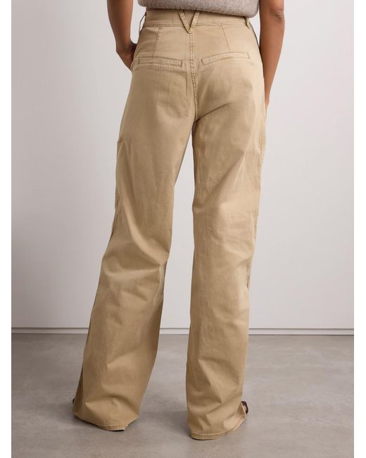 Veronica Beard Natural Pleated Twill Wide-Leg Jeans