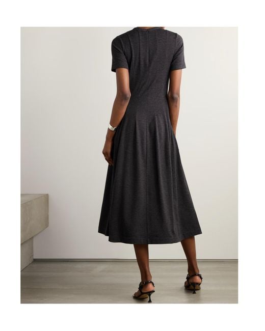 Brunello Cucinelli Black Short-Sleeve Jersey Midi Dress