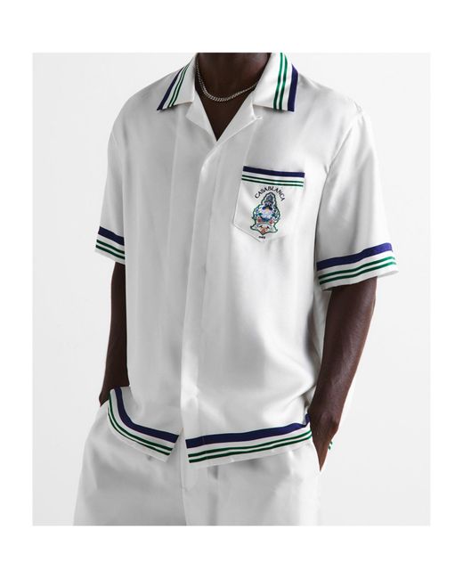 Casablanca White Button-Down Printed Shirt for men