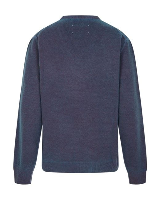 Maison Margiela Blue V-Neck Sweater