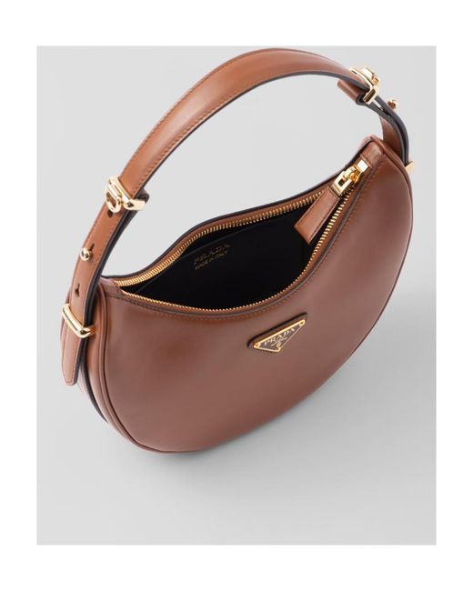 Prada Brown Arqué Zipped Shoulder Bag