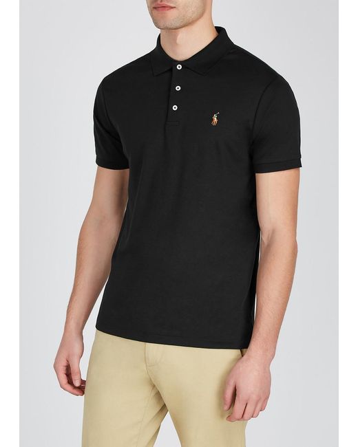 Polo Ralph Lauren Black Slim Pima-Cotton Polo Shirt for men