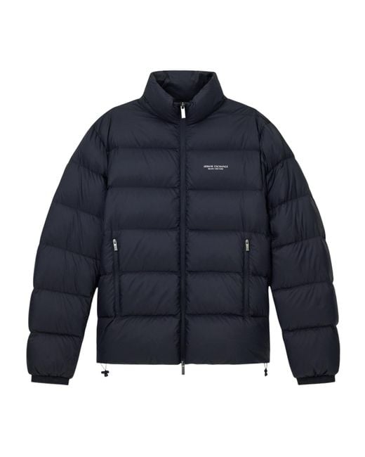 ARMANI EXCHANGE Blue Zip-Up Puffer Jacket for men