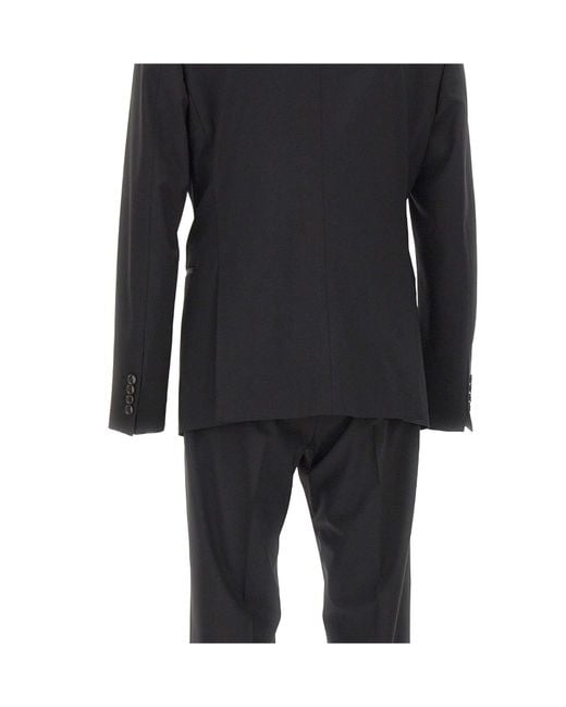 Emporio Armani Black Satin-Trim Peak-Lapel Suit for men