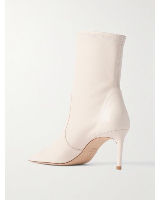 Stuart Weitzman White Stretch High Heel Ankle Boots