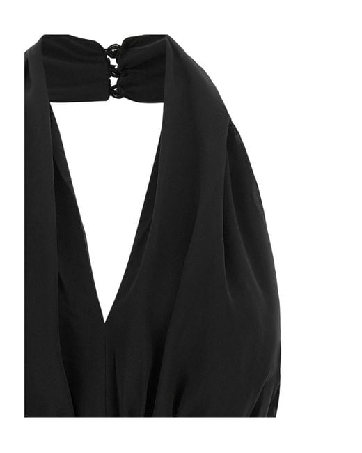 ROTATE BIRGER CHRISTENSEN Black Deep V-Neck Dress