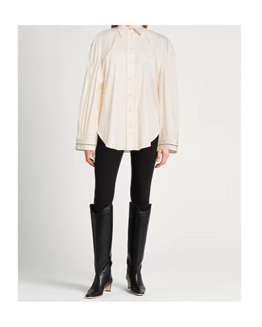 Brunello Cucinelli White Solid Colour Shirts Blouses