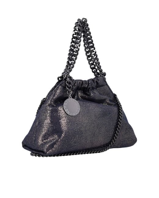 Stella McCartney Black Logo Plaque Falabella Mini Drawstring Bag