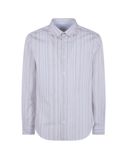 Paul Smith Blue Artist Stripe Pattern Shirt for men