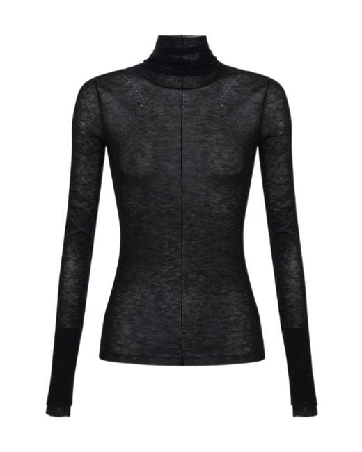 Elisabetta Franchi Black Wool Jumper With Ribbing
