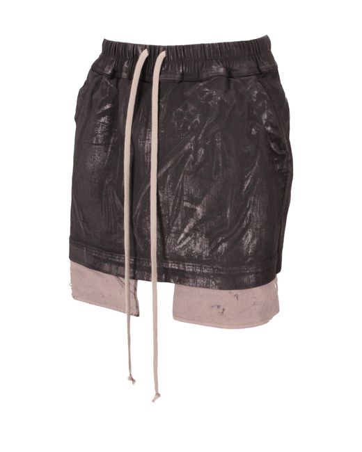 Rick Owens Black Fog Drawstring Mini Skirt