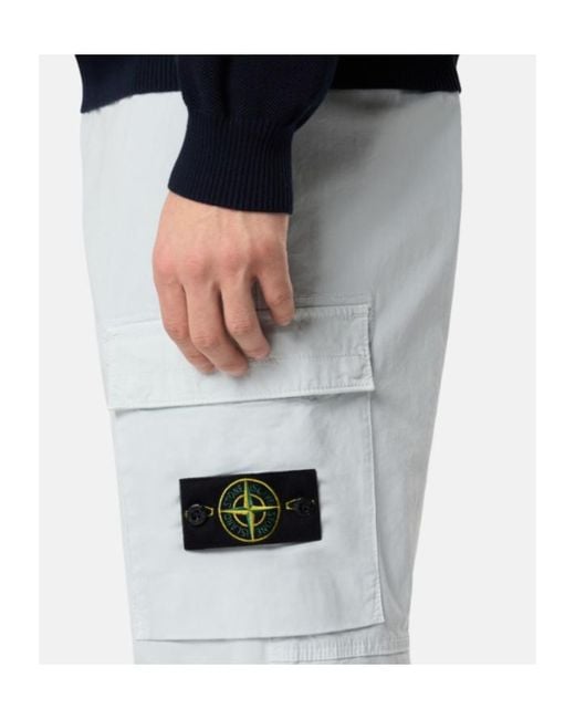 Stone Island Blue Tapered Cargo Trousers for men