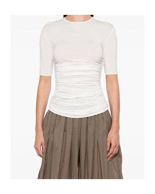 Alaïa White Alaïa Gather Detailed Jersey T-Shirt