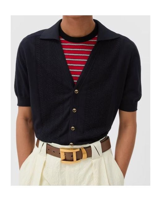Versace Black V-Neck Knitted Polo Shirt for men