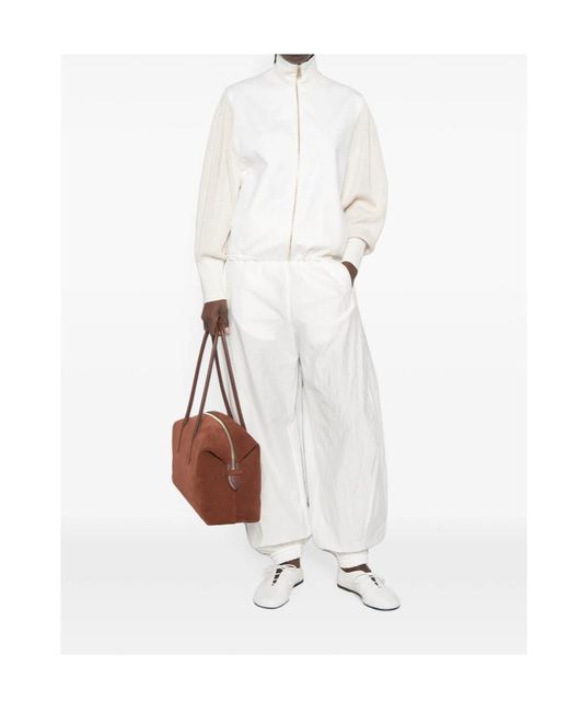Fabiana Filippi White Stand-Collar Zip-Up Casual Jacket